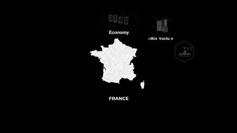 France technology map with animated charts Stock Footage 340979282