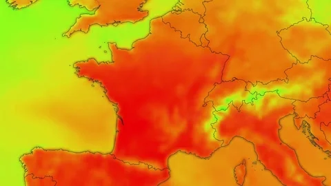 France Temperature Forecast Weather Map Infographic Animation 4K Stock Footage 339842238