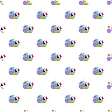 France travel pattern with eiffel tower and french flag Stock Illustration
