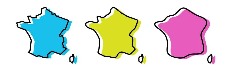 France vector country map in three levels of smoothness Illustrazione stock
