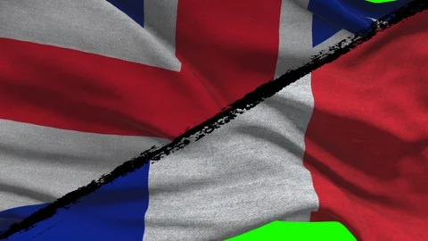 France VS Britain Flags Stock Footage 88512697