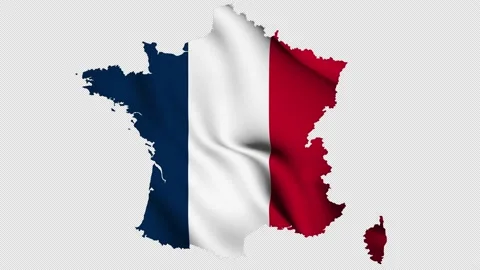 France waving flag map with alpha channel and seamless loop Stock Footage 171242269
