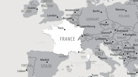 France on the world map. 4K animation. Stock Footage 312074906