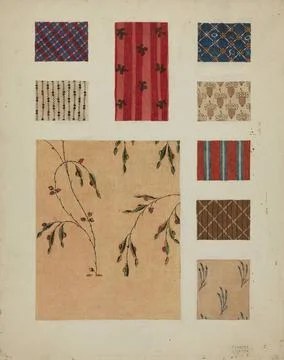 Frances Lichten, Materials from Patchwork Bedspread, c 1936 Materials from... Fotos de archivo