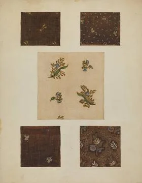 Frances Lichten, Materials from Patchwork Bedspread, c 1936 Materials from... Stock Photos