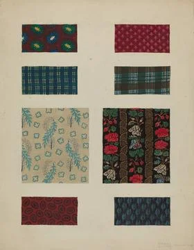 Frances Lichten, Materials from Patchwork Bedspread, c 1936 Materials from... Stockfoto's