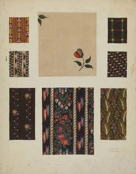 Frances Lichten, Materials from Patchwork Bedspread, c 1936 Materials from... Stock Photos