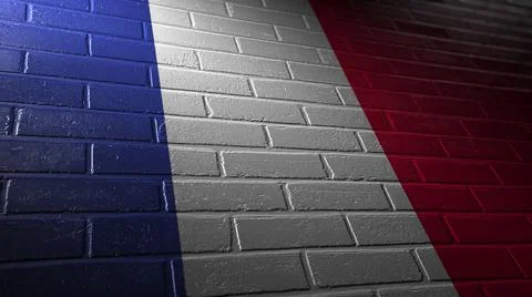 France's national flag painted on bricks Stock-Illustration