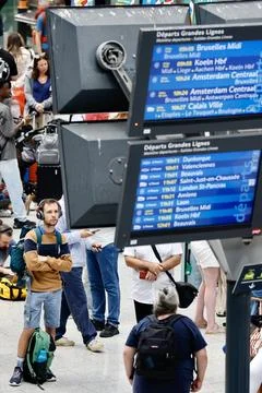 France's train network hit by 'massive attack' ahead of Paris Olympics opening c Stock Photos