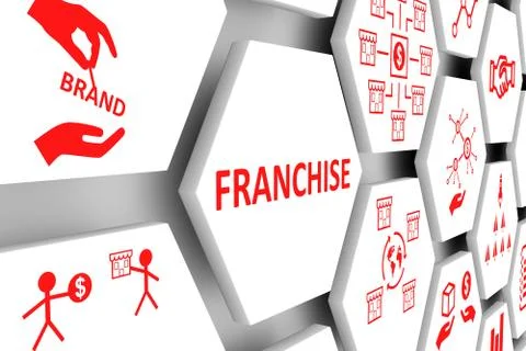 FRANCHISE concept cell background 3d illustration Stock Illustration