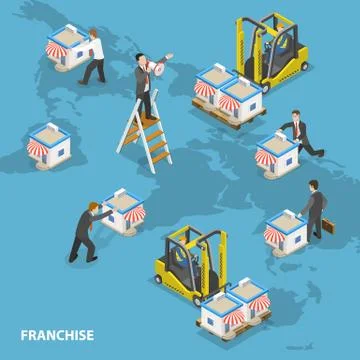 Franchise flat isometric vector concept. Stock-Illustration
