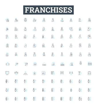 Franchises vector line icons set. Franchises, franchising, franchisors Stock Illustration