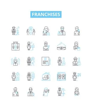 Franchises vector line icons set. Franchises, franchising, franchisors Stock Illustration