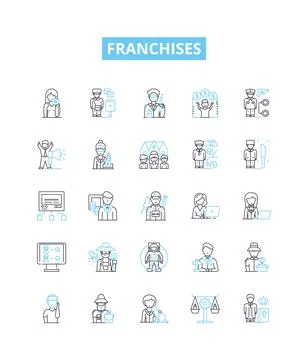 Franchises vector line icons set. Franchises, franchising, franchisors Stock Illustration