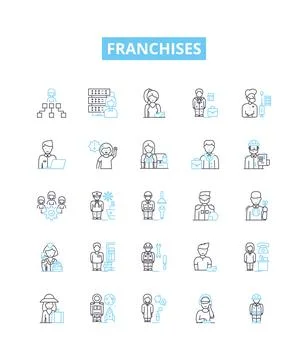 Franchises vector line icons set. Franchises, franchising, franchisors Stock Illustration