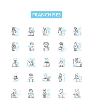 Franchises vector line icons set. Franchises, franchising, franchisors Stock Illustration