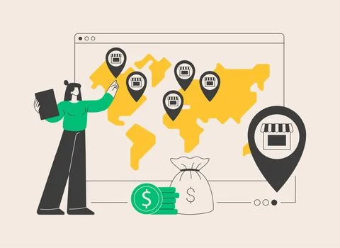 Franchising abstract concept vector illustration. Stock Illustration