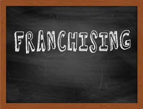 FRANCHISING  hand writing text on black chalkboard Stock Illustration