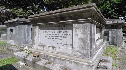 Francis Light Tomb, Old Protestant Cemetery, George Town, Penang, Malaysia Stock Footage 299932911