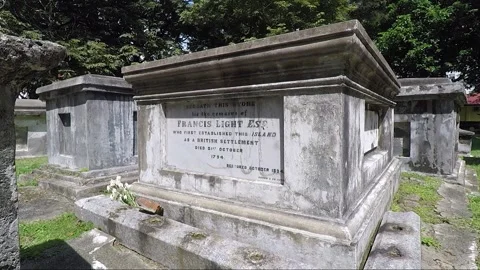 Francis Light Tomb, Old Protestant Cemetery, George Town, Penang, Malaysia Stock Footage 299933204