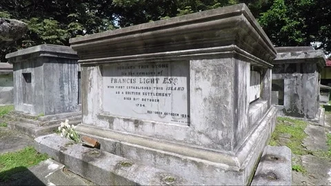 Francis Light Tomb, Old Protestant Cemetery, George Town, Penang, Malaysia Stock Footage 299933246