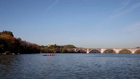 Francis Scott Key Bridge, Washington DC  from potomace river Stock Footage 84782201