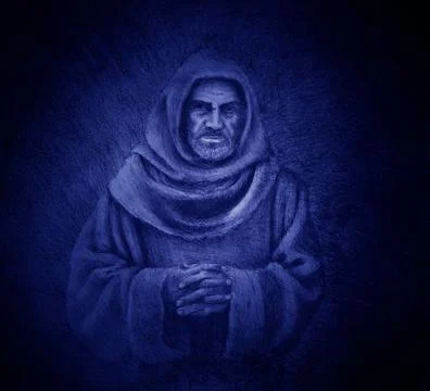 Franciscan monk at dusk Illustrazione stock