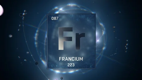 Francium as Element 87 of the Periodic Table 3D illustration on blue background Stock-Footage 120624547