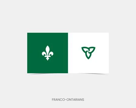 Franco Ontarian Rectangle flag icon with shadow. Illustrazione stock