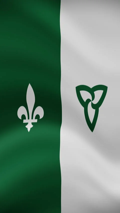 Franco-Ontarian Waving Flag in Vertical Orientation – Realistic Loop Animation Stock Footage 294948652