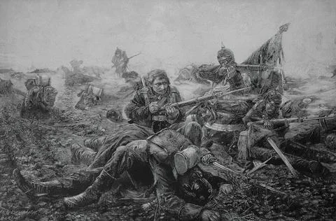 Franco Prussian War The Fall of the 2nd Battalion of the 61st Regiment in Stock Illustration