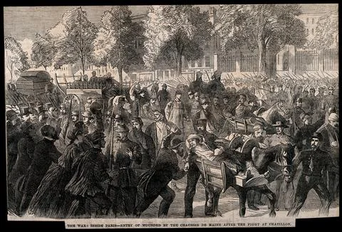 Franco-Prussian War: the wounded entering Paris after the Battle at Chatill.. イラスト素材