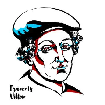 Francois Villon Portrait Stock Illustration
