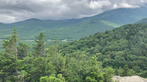 Franconia Notch State Park View, including Echo Lake in the distance, 4K Video stock 221104002