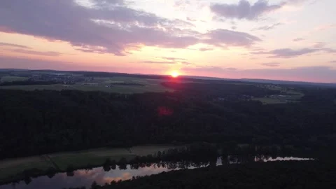 Franconia at Sunset (w. Main river) - [1080p/2K/30fps] - Zoom-In-Clip Stock Footage 243464351