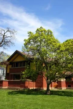 Frank lloyd wright designed house in oak park Stock Photos