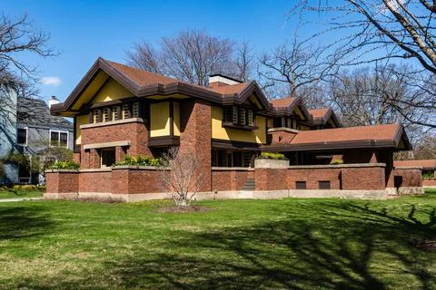 Frank Lloyd Wright home Oak Park Illinois architecture 스톡 사진