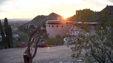 Frank Lloyd Wright Norman Lykes House Sunsset Stock Footage 230818863