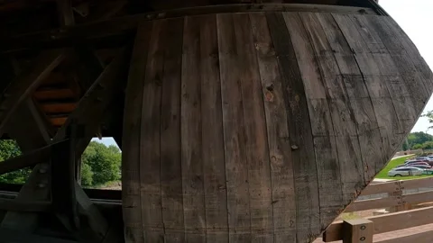 Frankenmuth Covered Bridge Side View 4K Historic Site Video stock 157071200