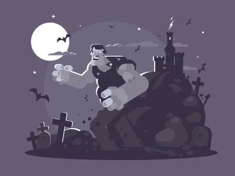 Frankenstein cartoon character Stock Illustration
