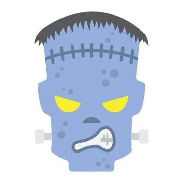 Frankenstein flat icon, halloween and scary Stock Illustration
