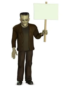 Frankenstein holding placard Stock-Illustration
