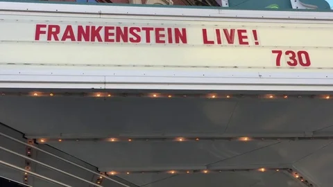 Frankenstein Sign on Marquee Stockbeeldmateriaal 81337975