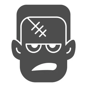 Frankenstein solid icon, Halloween concept, monster face sign on white Stock Illustration
