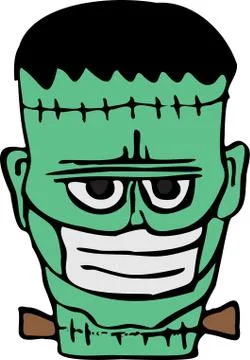 Frankenstein wearing face mask due to COVID 19 Stock Illustration