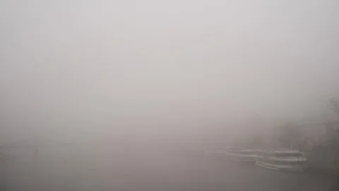 Frankfurt am Main - Eiserner Steg - Old Iron Bridge - very Foggy Stock Footage 120832571