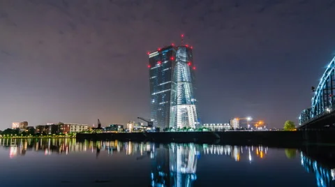 Frankfurt am Main Skyline with ECB - motion timelapse - 4K UHD 動画素材 51591753