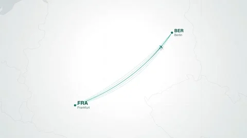 Frankfurt to berlin flight route map animation Stock Footage 339423178
