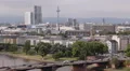 Frankfurt Busy City Traffic Jam Cars Passing Commuters Commuting Europe TV Tower HD Footage