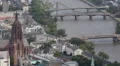 Frankfurt Cathedral Skyline Main River Bridge People Commuter Commuting Cars Day HD Footage